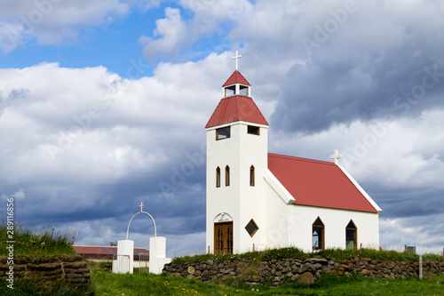 Modhrudalur church close up, Iceland. Small church © elleonzebon