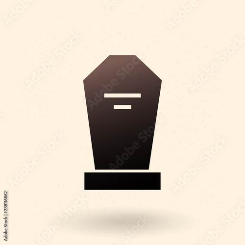 Gravestone Icon. Vector Black Silhouette of Tombstone