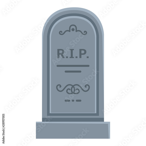 Vector Tombstone Icon. Flat Illustration of Gray Headstone