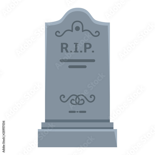 Vector Tombstone Icon. Flat Illustration of Gray Headstone
