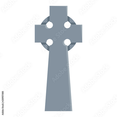 Vector Flat Celtic Cross Illustration. Tomb Icon
