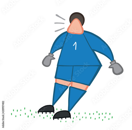 Vector illustration goalkeeper surprised. Hand drawn.