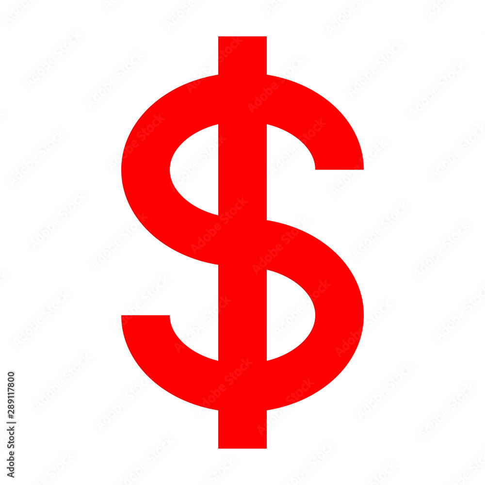 Dollar currency sign symbol - red simple, isolated - vector Dollar currency sign symbol - red simple, isolated - vector