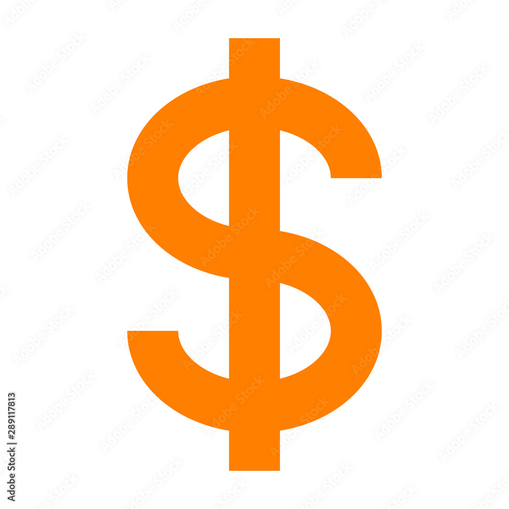 Dollar currency sign symbol - orange simple, isolated - vector Dollar currency sign symbol - orange simple, isolated - vector