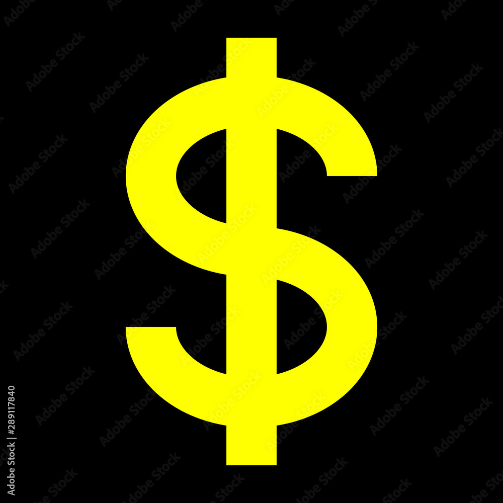 Dollar currency sign symbol - yellow simple, isolated - vector Dollar currency sign symbol - yellow simple, isolated - vector