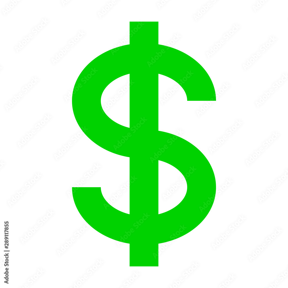 Dollar currency sign symbol - green simple, isolated - vector Dollar currency sign symbol - green simple, isolated - vector