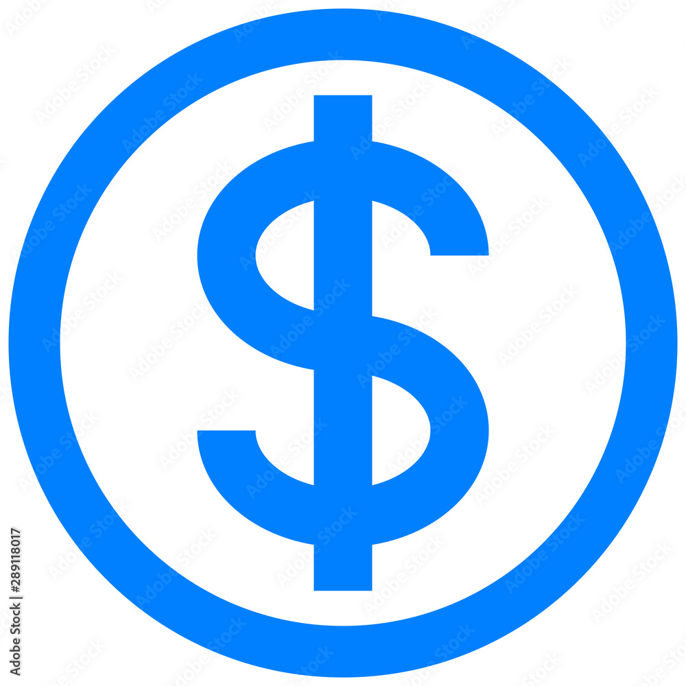 Dollar currency sign symbol - blue simple inside of circle, isolated - vector Dollar currency sign symbol - blue simple inside of circle, isolated - vector
