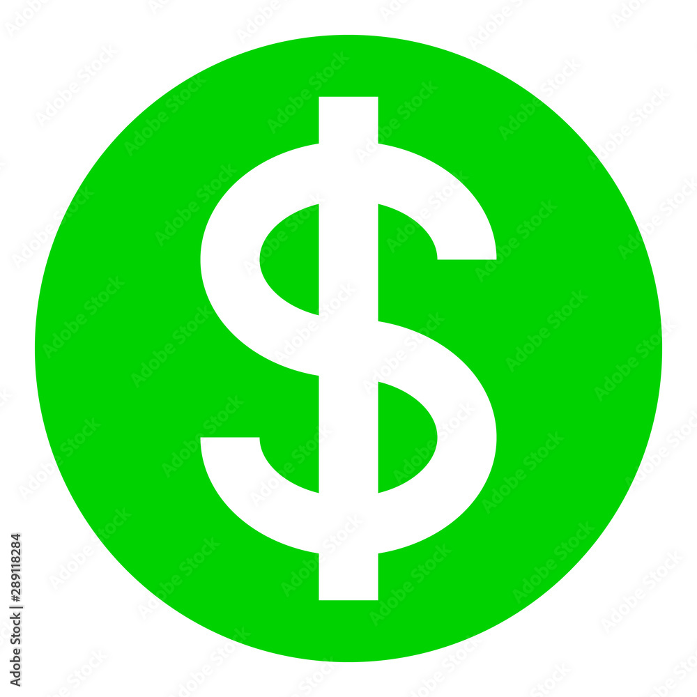 Dollar currency sign symbol - green simple inside of circle, isolated - vector Dollar currency sign symbol - green simple inside of circle, isolated - vector