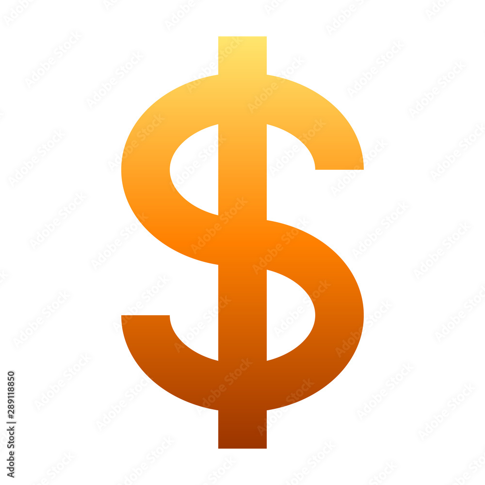 Dollar currency sign symbol - orange simple gradient, isolated - vector Dollar currency sign symbol - orange simple gradient, isolated - vector