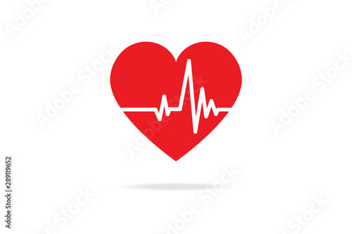 Cardiogram Red Heart Beat Line. Blood Chart Display Emergency Vector on White Background. Health Care and Medical Concept Design Illustration.