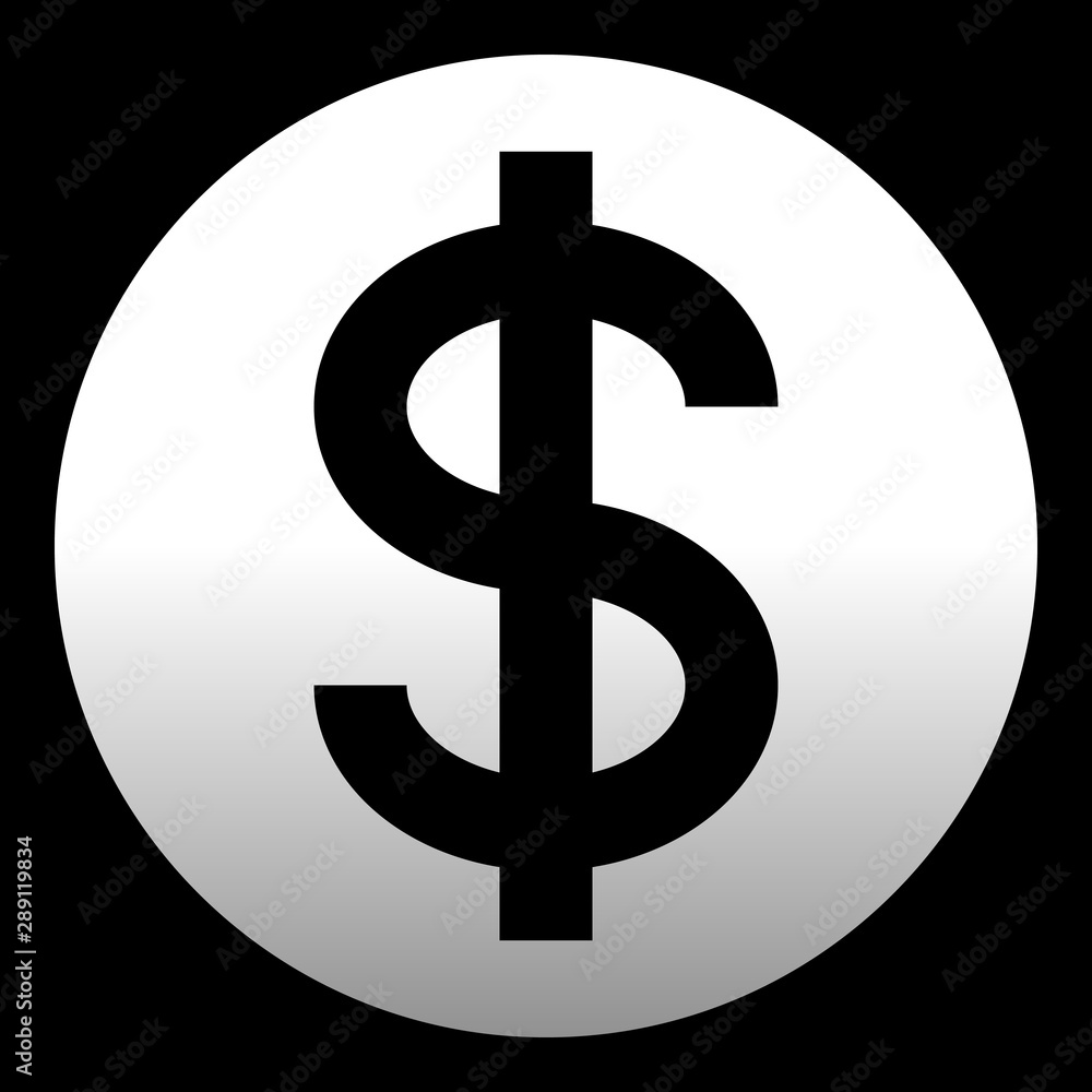 Dollar currency sign symbol - white simple inside of circle gradient, isolated - vector Dollar currency sign symbol - white simple inside of circle gradient, isolated - vector