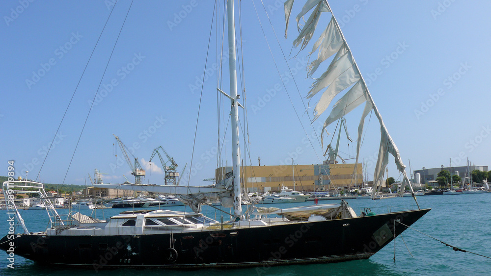 old yachts in harbor