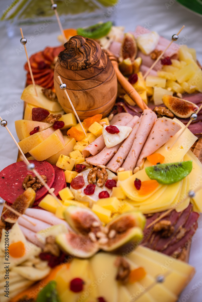 fresh fruit salad with ham and cheese