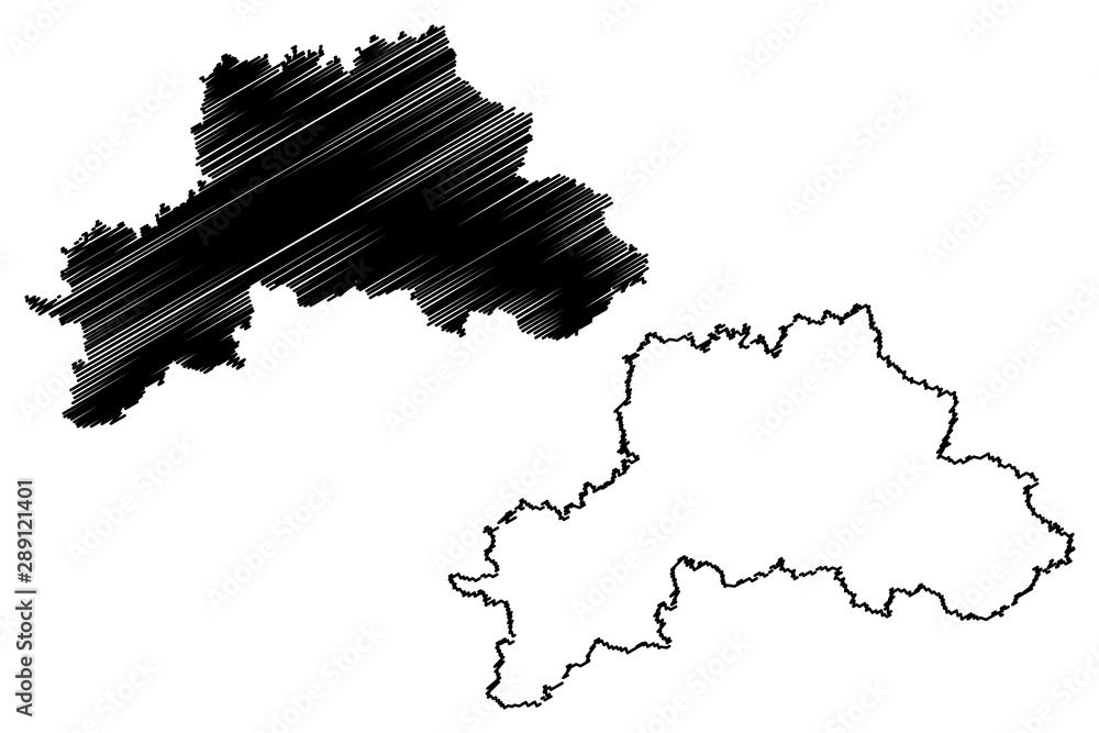 Mogilev Region (Republic of Belarus, Byelorussia or Belorussia, Regions of Belarus) map vector illustration, scribble sketch Mahilyow Voblasts (Province) or Mogilyov Oblast map