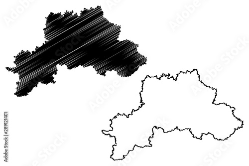 Mogilev Region (Republic of Belarus, Byelorussia or Belorussia, Regions of Belarus) map vector illustration, scribble sketch Mahilyow Voblasts (Province) or Mogilyov Oblast map