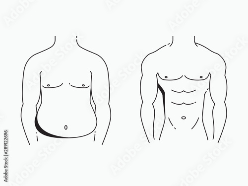 Body transformation. Vector illustration isolated on white background, line design