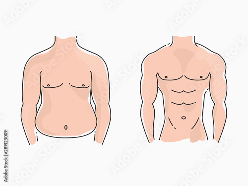 Body transformation, colorful vector illustration isolated on white background