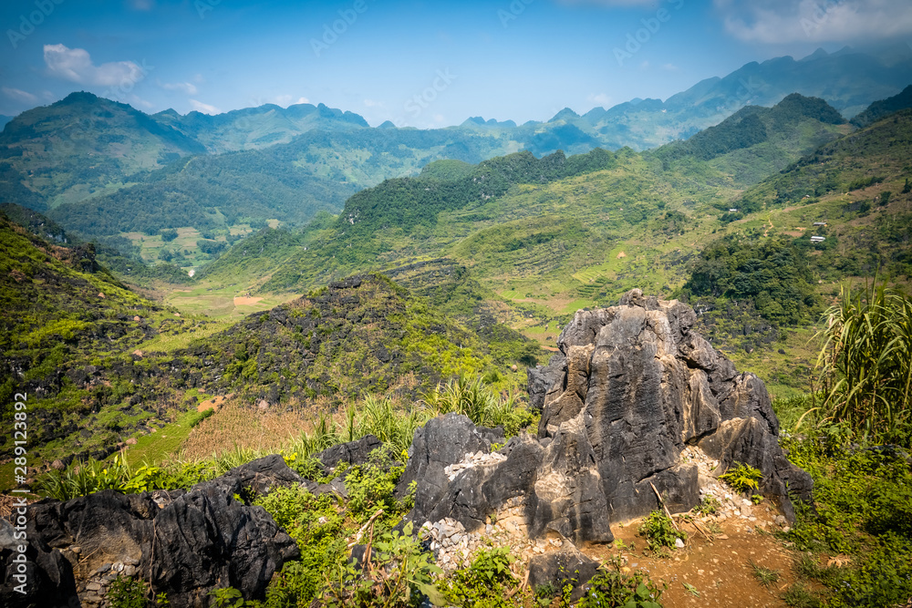 Dong Van Karst plateau, Ha Giang province, northern Vietnam. Limestone landscape. 
