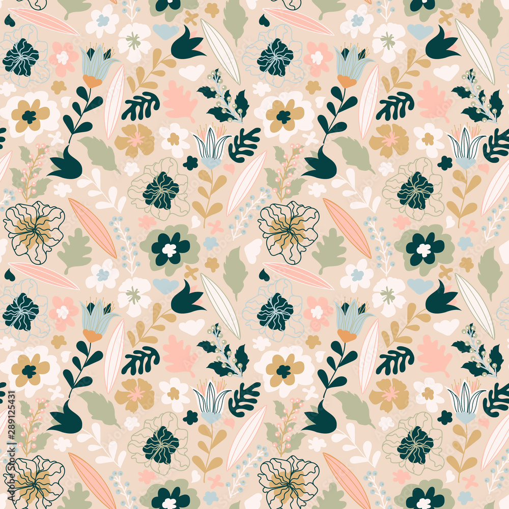 Elegant floral pattern. Floral seamless background. Cute floral seamless  pattern. Vintage botanical texture, vector. Good for products for kids,  wallpaper and more Stock Vector | Adobe Stock