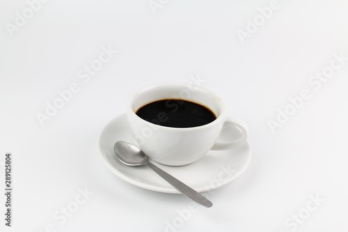 Cup of espresso coffee on white background.