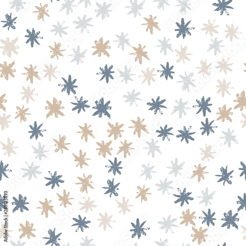 Hand drawn scandinavian stars seamless pattern. Ink stains star wallpaper on white background. Vector illustration