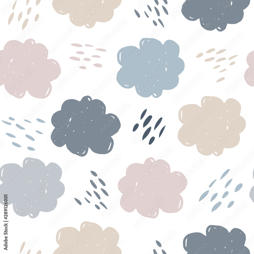 Scandinavian clouds seamless pattern. Weather background. Rain backdrop. Texture for wallpaper, background, scrapbook. Vector illustration Scandinavian clouds seamless pattern. Weather background. Rain backdrop. Texture for wallpaper, background, scrapbook. Vector illustration