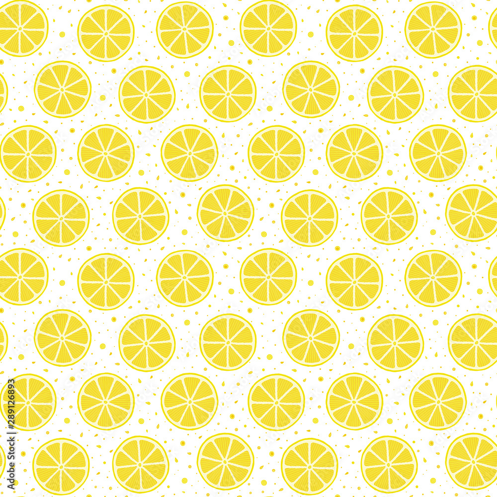 Fresh lemons background, hand drawn.