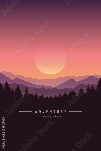 adventure purple mountain landscape background vector illustration EPS10