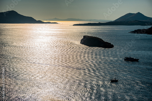 View from Cape Sounio on the Aegaen Sea in evening photo