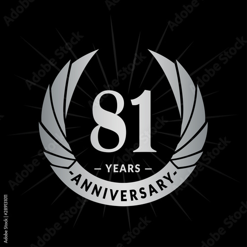 81 years anniversary celebration logotype. Elegant anniversary design. Eighty-one years logo.