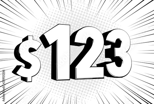 3 Three Price Symbol Comic Numbers Stock Vector (Royalty Free