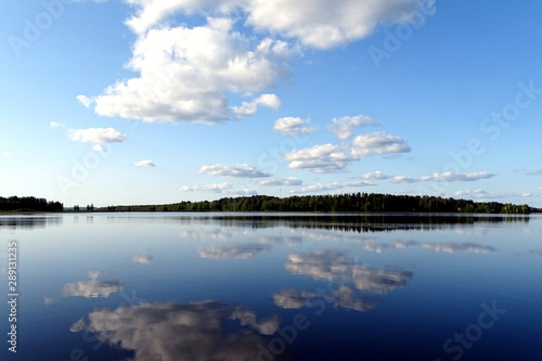 Fototapeta Naklejka Na Ścianę i Meble -  Finnish lake scenery in summer with blue sky