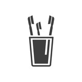 Icon glass for toothbrushes. Vector on a white background