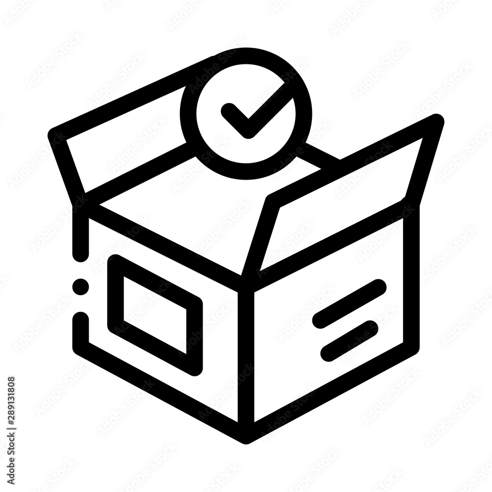 Opened Carton Box Approved Element Vector Icon Thin Line. Approved Sign On Document File And Hands, Computer Monitor And Smartphone Display Concept Linear Pictogram. Monochrome Contour Illustration Opened Carton Box Approved Element Vector Icon Thin Line. Approved Sign On Document File And Hands, Computer Monitor And Smartphone Display Concept Linear Pictogram. Monochrome Contour Illustration