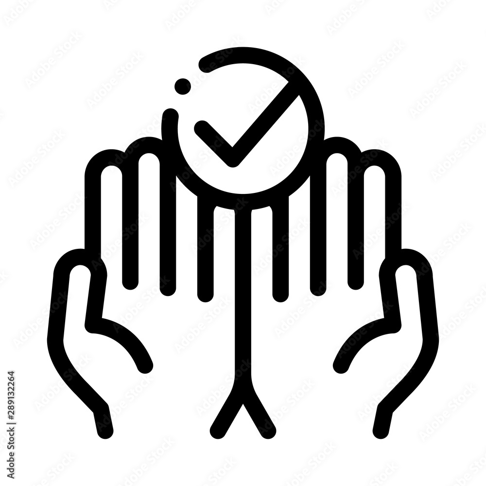 Hands Fingers Palms Up Approved Mark Vector Icon Thin Line. Approved Sign On Document File, Protection Shield And Opened Carton Box Concept Linear Pictogram. Monochrome Contour Illustration Hands Fingers Palms Up Approved Mark Vector Icon Thin Line. Approved Sign On Document File, Protection Shield And Opened Carton Box Concept Linear Pictogram. Monochrome Contour Illustration
