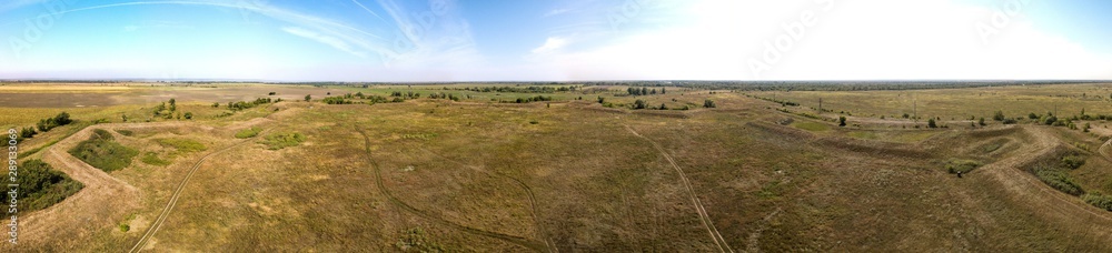 near the old fortress St. Anna (Annenskaya fortress) on the lower Don - air (drone) view of the remains of redoubts and surroundings - floodplain of the Don River