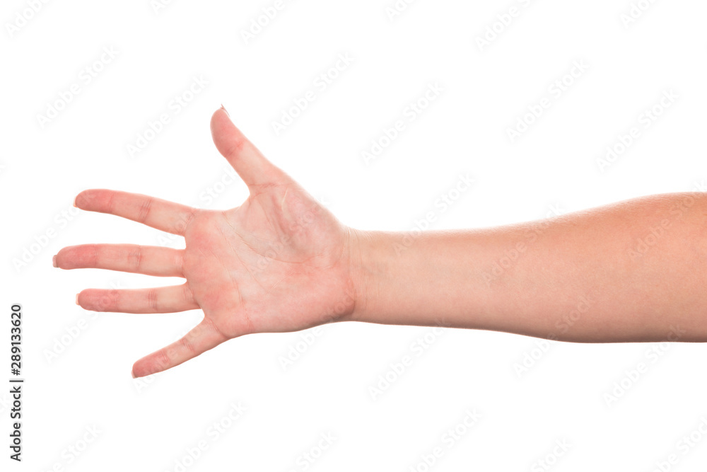 Hand of a young woman with beautiful manicure isolated on white background Hand of a young woman with beautiful manicure isolated on white background