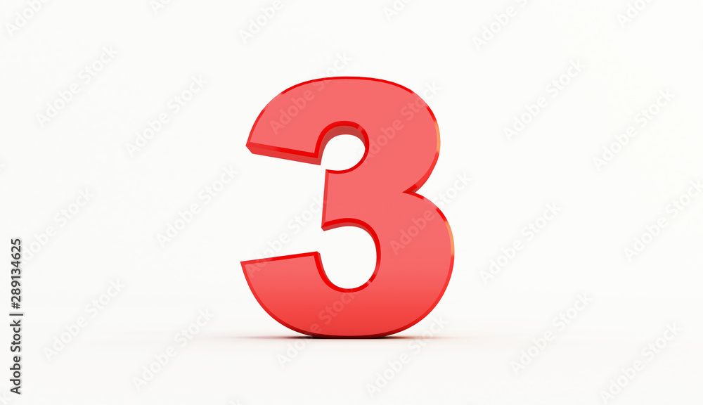 3D rendering of Red Letter. red number set 3D rendering of Red Letter. red number set