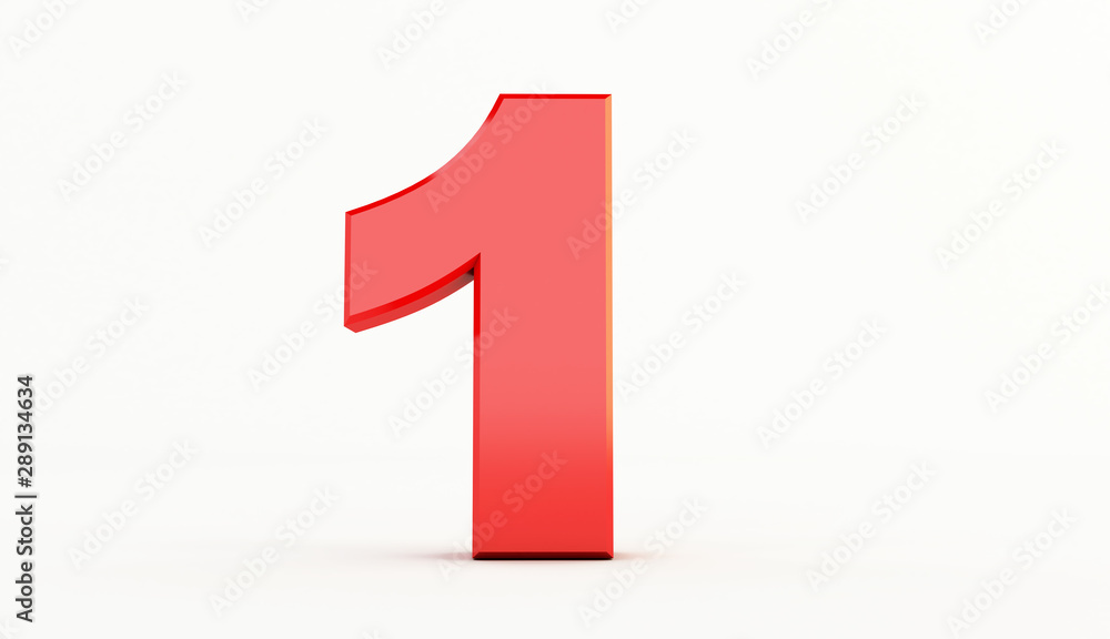 3D rendering of Red Letter. red number set 3D rendering of Red Letter. red number set