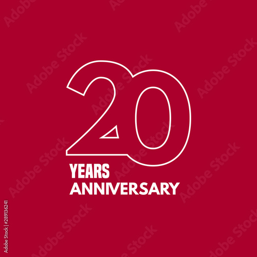 20 years anniversary vector icon, logo. Graphic design element with number and text composition