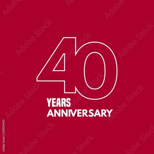 40 years anniversary vector icon, logo. Graphic design element with number and text composition