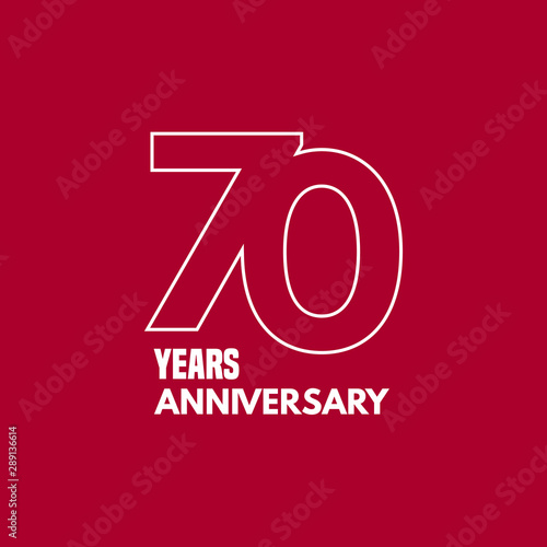 70 years anniversary vector icon, logo. Graphic design element with number and text composition