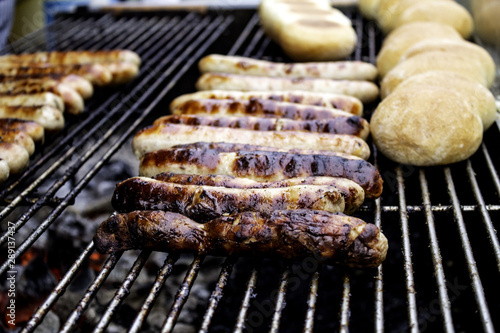 Sausages on grill