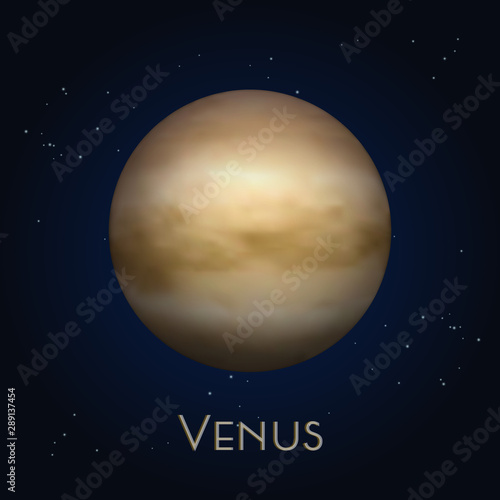 Icon of isolated Venus. Second solar system planet photo