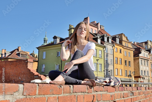 Girl at Castle Square in Warsaw, Poland