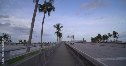 Bridge from downtown to Port of Miami pedestrian walkway 4k 60p photo