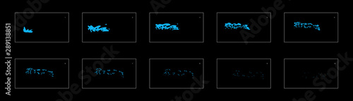 Sprite sheet of water wave. Water wave effect. Animation wave effect for cartoon, game, animation or something else.