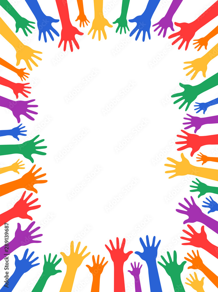 Diversity Theme background, Color Hands Friendship concept.