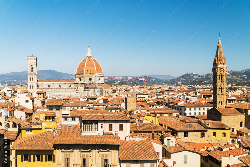 Aerial view at Florence and Duomo Santa Maria