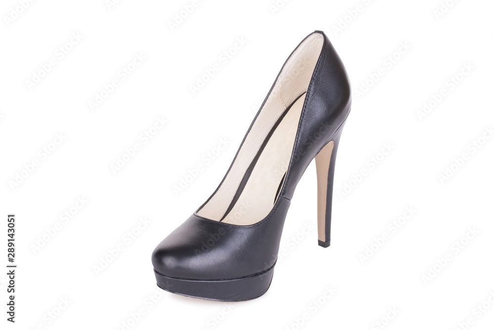 One classical woman daily glossy leather shoe. Isolated. One classical woman daily glossy leather shoe. Isolated.